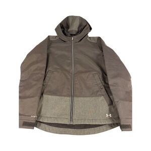 Under Armour Storm 1 ColdGear Jacket Medium Blk/Gray Hooded Softshell Full Zip